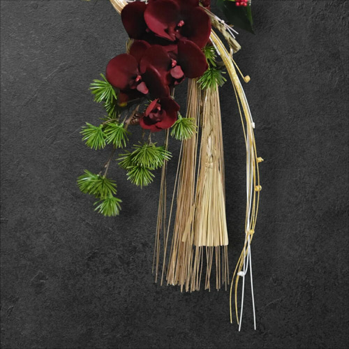 飛翔の年を迎える金彩鶴のしめ縄飾り｜和モダンお正月飾り〈迎春