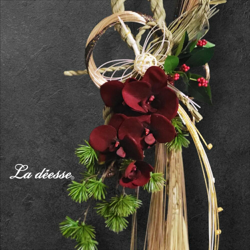 飛翔の年を迎える金彩鶴のしめ縄飾り｜和モダンお正月飾り〈迎春