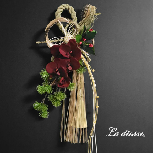 飛翔の年を迎える金彩鶴のしめ縄飾り｜和モダンお正月飾り〈迎春