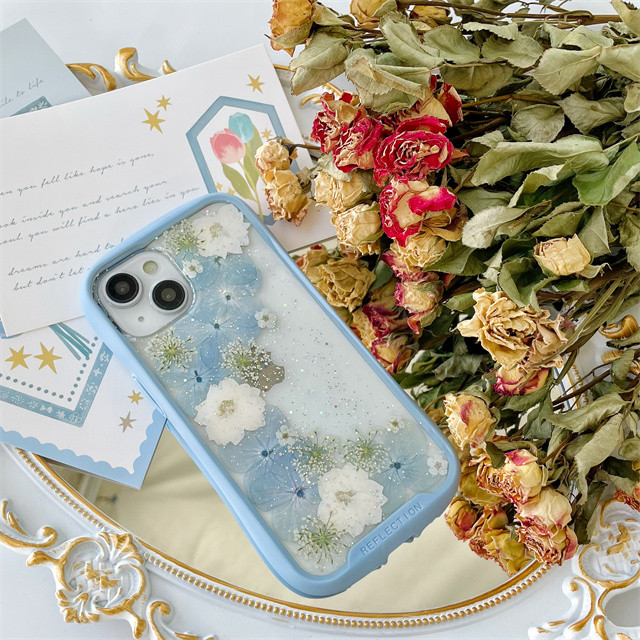 紫陽花押し花スマホケース*全機種対応*手帳型*iFace風*iPhone16 iPhone16Pro iPhone15