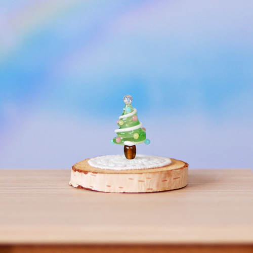 小さな ガラス細工のクリスマスツリー（E）（ミニチュア オブジェ