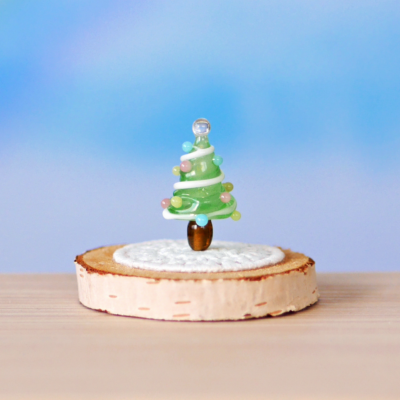 小さな ガラス細工のクリスマスツリー（E）（ミニチュア オブジェ