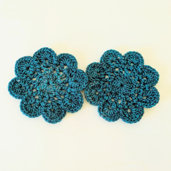 グラデーションブルー毛糸*Ｄ*　コースター　4枚セット　11㎝　かぎ針編み 3枚目の画像