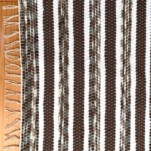 裂き織り」 ラグマット 【ブラウン✽ホワイト】 カーペット・絨毯