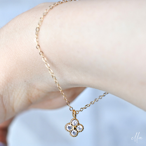 フラワー 花 四つ葉 クローバー ブレスレット ゴールドフィルド フラワー 花 四つ葉 クローバー ブレスレット ゴールドフィルド