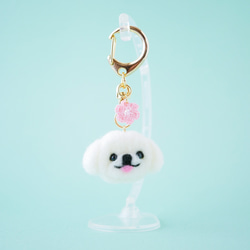 ペキニーズ犬とお花キーホルダー バッグにつけて一緒にお出かけ ギフト プレゼント ペキニーズグッズ 4枚目の画像