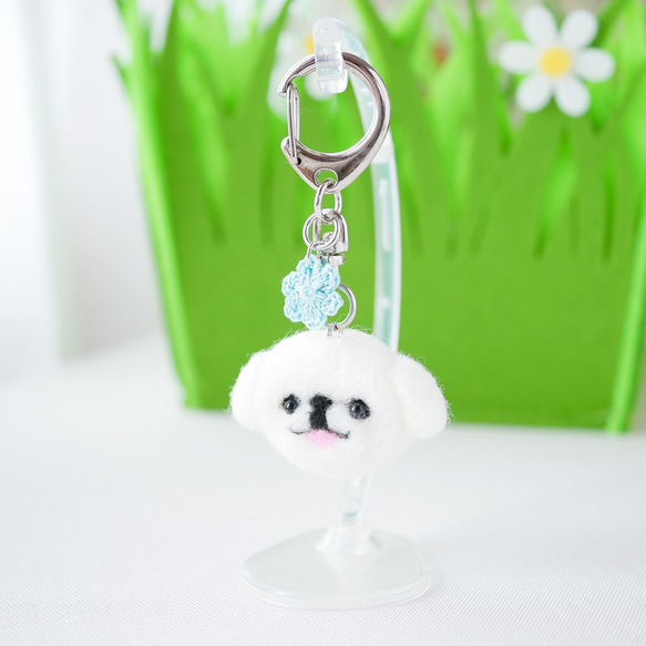 ペキニーズ犬とお花キーホルダー バッグにつけて一緒にお出かけ ギフト プレゼント ペキニーズグッズ 9枚目の画像