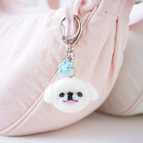 ペキニーズ犬とお花キーホルダー バッグにつけて一緒にお出かけ ギフト プレゼント ペキニーズグッズ 14枚目の画像