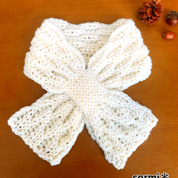 再販】さっとつけられるネックウォーマー・ミニマフラー ホワイト