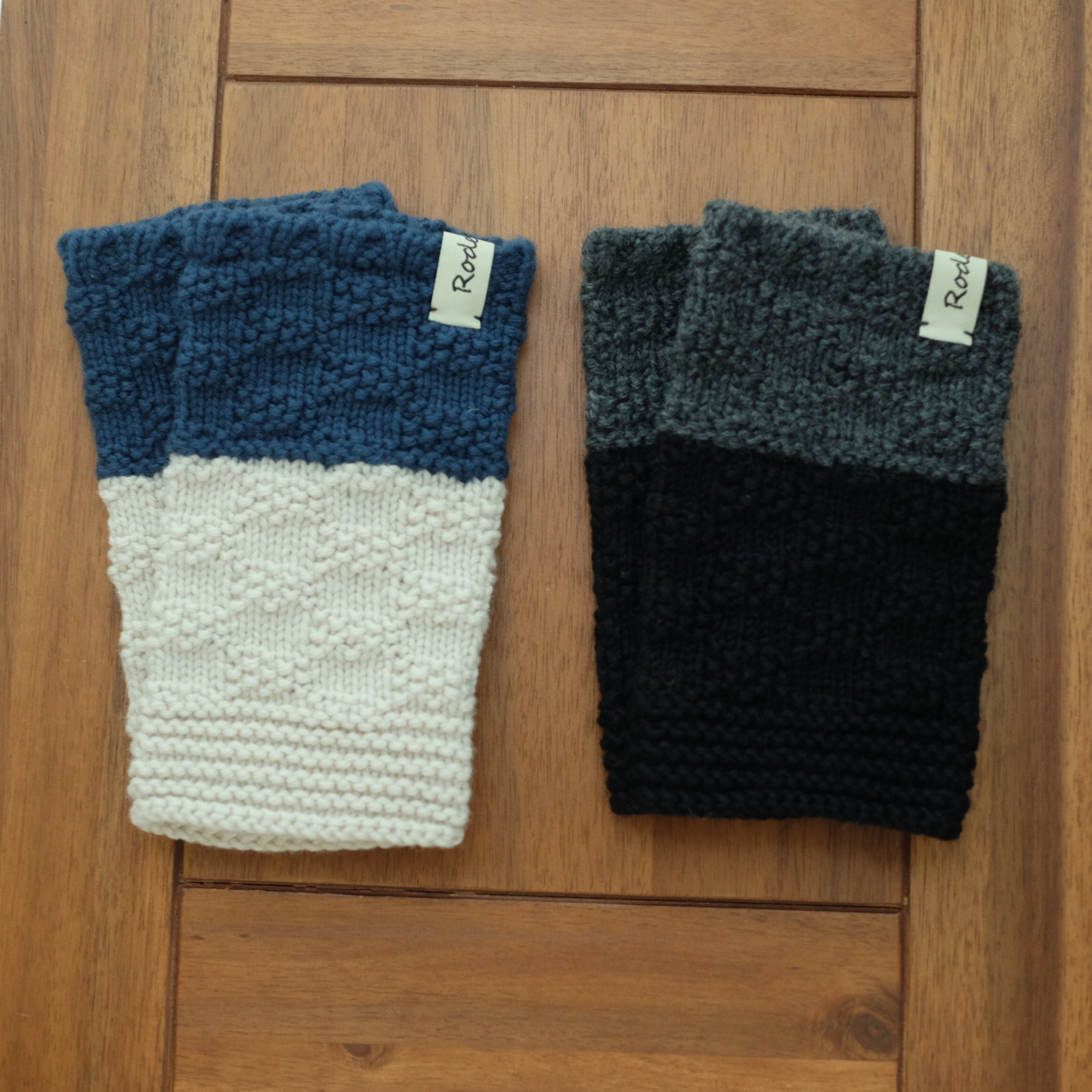 細見え♡ブラック×チャコールグレー【 2WAYリスト＆レッグウォーマー】高品質メリノウール