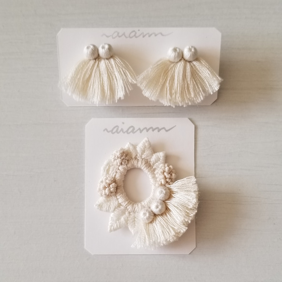 刺繍ブローチ・ホワイト 3枚目の画像