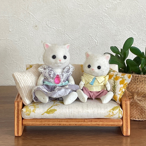 ミニチュアソファー 木部分はメープル ☆ミニミニ ミモザ ➃ ☆ その他