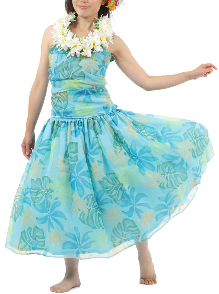 受注生産　オーダーメイド　パウスカート　チューブトップ　フラダンス　　ダブル　パウスカート　プリントオーガンジー 10,360円