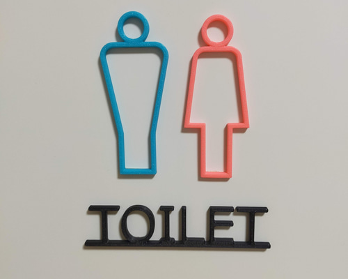 トイレサイン 男(ライトブルー)女(ピンク)＋TOILET文字セット 直付け用