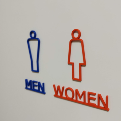 トイレサイン 男(ブルー)女(レッド)＋MEN・WOMEN文字セット 直