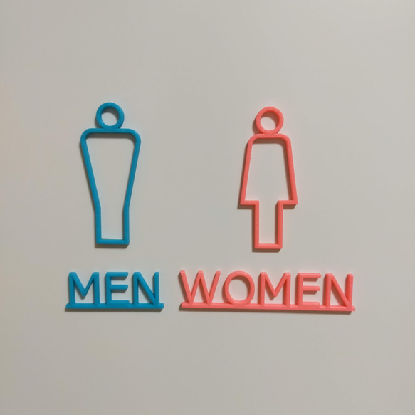 トイレサイン 男(ライトブルー)女(ピンク)＋MEN・WOMEN文字セット 直