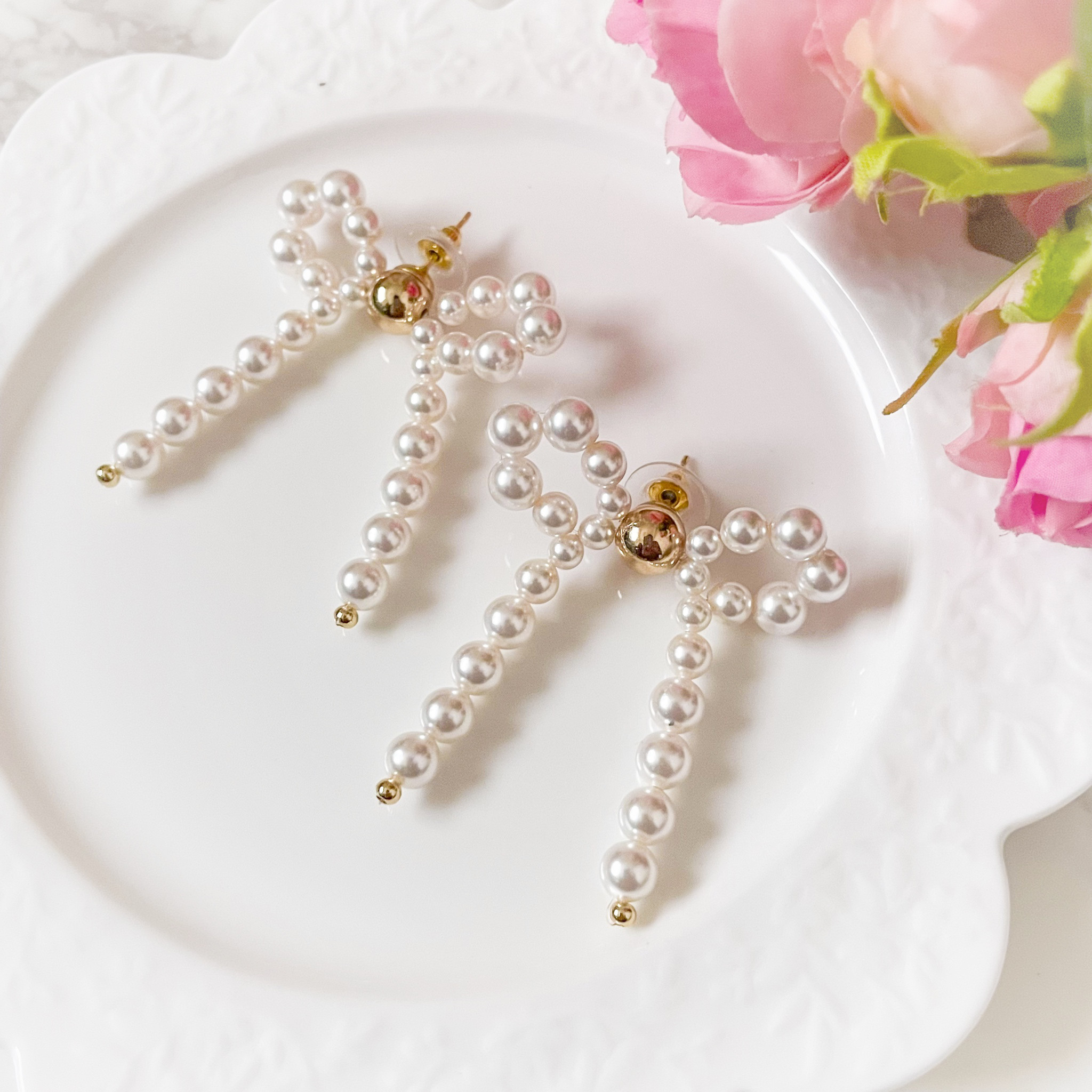 パールリボン　ピアス/イヤリング　332