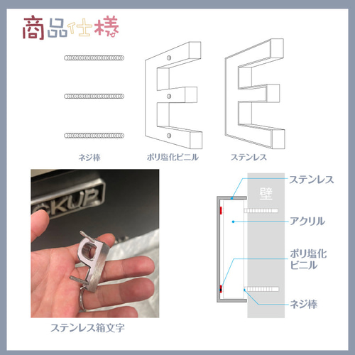オーダー看板 チャンネル文字 ステンレス金属箱文字 サイン 防水