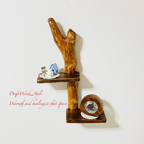 流木インテリア 自由にアレンジできる流木板のウォールシェルフ ラック ディスプレイ 壁掛け 棚 北欧 N2 2枚目の画像