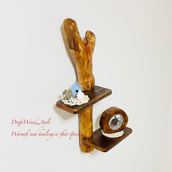 流木インテリア 自由にアレンジできる流木板のウォールシェルフ ラック ディスプレイ 壁掛け 棚 北欧 N2 3枚目の画像