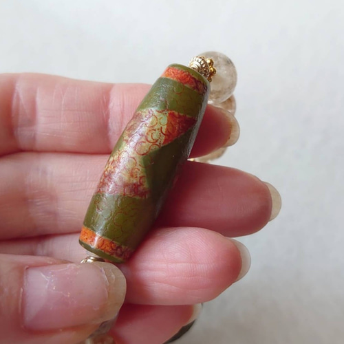 閃電五眼天珠ラブラドライト金魚水晶（オーロラクォーツ）ホワイトガーデン素敵な逸品 閃電五眼天珠ラブラドライト金魚水晶（オーロラクォーツ