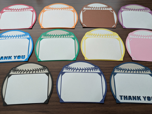 色が選べる】野球ボール コメント&メッセージカード 5枚 メモスタンド
