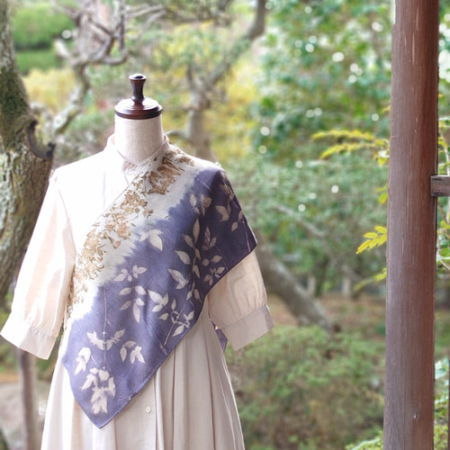 草木染めシルクストール(長さ124cm・シルクスカーフ・バンドルダイ