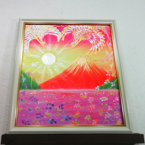 風水開運色紙＊煌輝　幸せ鳳凰と富士～逆さ富士〜金運出世　子宝恋愛　出会い結婚 風水吉祥画 色紙＊吉祥煌輝 幸せ鳳凰と富士～逆さ富士〜富 出世