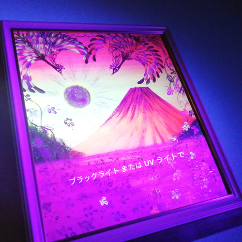 風水吉祥画 色紙＊吉祥煌輝 幸せ鳳凰と富士～逆さ富士〜富 出世