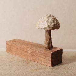 キノコ 木彫り 木製 置物 インテリア雑貨（木材：栗、チェリーなど）（No.T1044） 6枚目の画像
