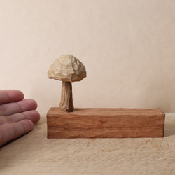 キノコ 木彫り 木製 置物 インテリア雑貨（木材：栗、チェリーなど）（No.T1044） 20枚目の画像