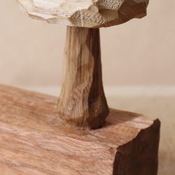 キノコ 木彫り 木製 置物 インテリア雑貨（木材：栗、チェリーなど）（No.T1044） 16枚目の画像