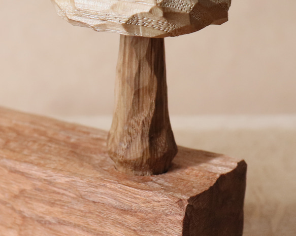 キノコ 木彫り 木製 置物 インテリア雑貨（木材：栗、チェリーなど）（No.T1044） 16枚目の画像