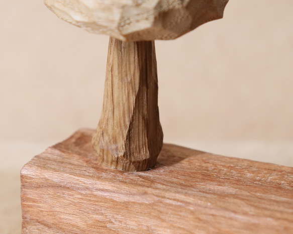 キノコ 木彫り 木製 置物 インテリア雑貨（木材：栗、チェリーなど）（No.T1044） 13枚目の画像