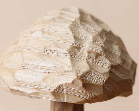 キノコ 木彫り 木製 置物 インテリア雑貨（木材：栗、チェリーなど）（No.T1044） 17枚目の画像