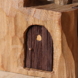 キノコの家 木彫り 木製 置物 インテリア雑貨（木材：山桜など）（No.T1043） 12枚目の画像