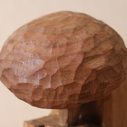 キノコの家 木彫り 木製 置物 インテリア雑貨（木材：山桜など）（No.T1043） 15枚目の画像