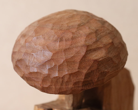 キノコの家 木彫り 木製 置物 インテリア雑貨（木材：山桜など）（No.T1043） 15枚目の画像