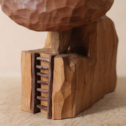 キノコの家 木彫り 木製 置物 インテリア雑貨（木材：山桜など）（No.T1043） 13枚目の画像