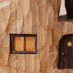 キノコの家 木彫り 木製 置物 インテリア雑貨（木材：山桜など）（No.T1043） 11枚目の画像