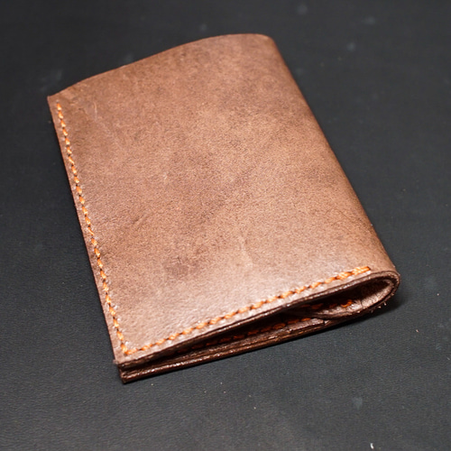 コンパクトウォレット　本革　ハンドメイド C-53【革細工】コンパクトウォレット（レザークラフト）革小物 革製品