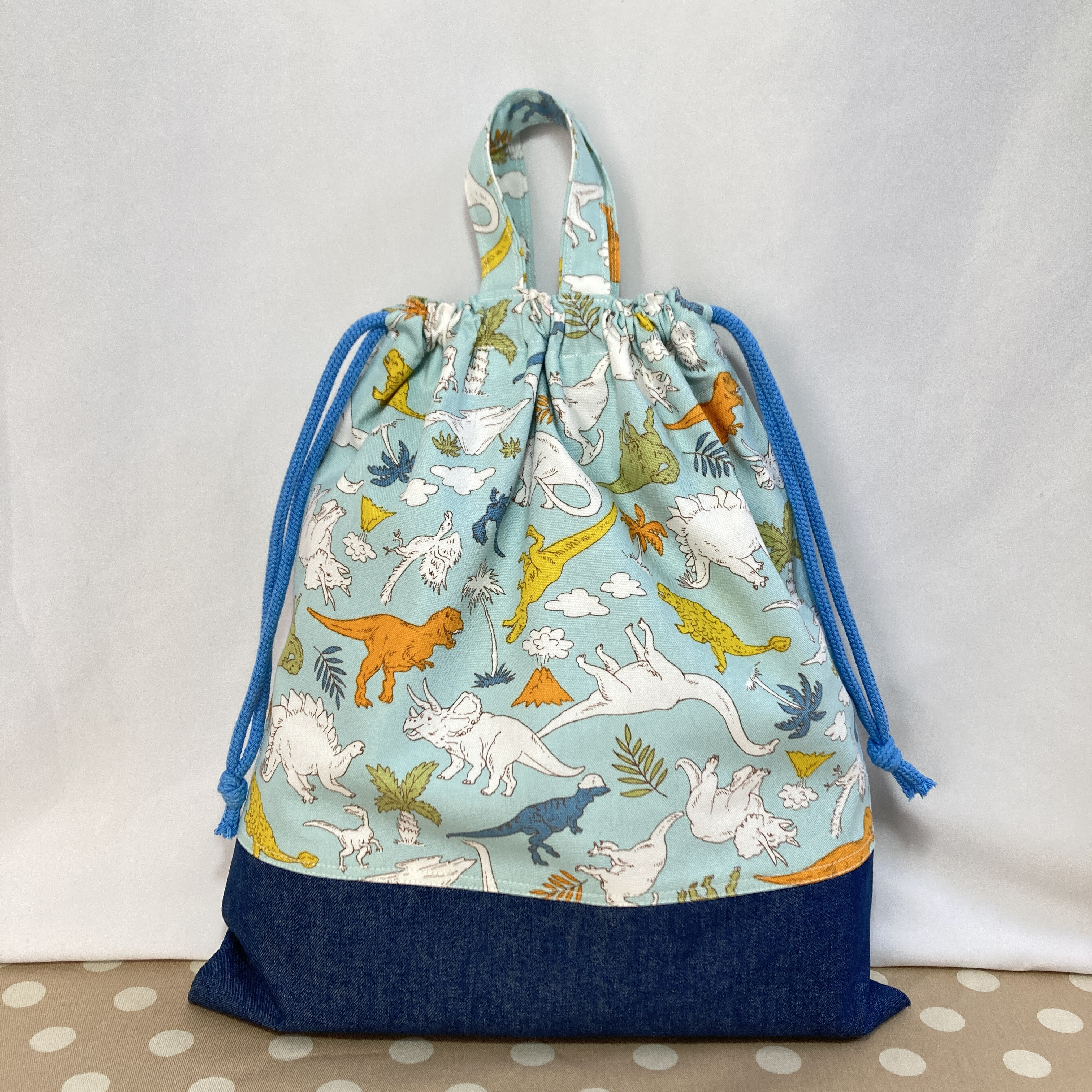 入園入学5点セット　カラフルな恐竜たちブルー