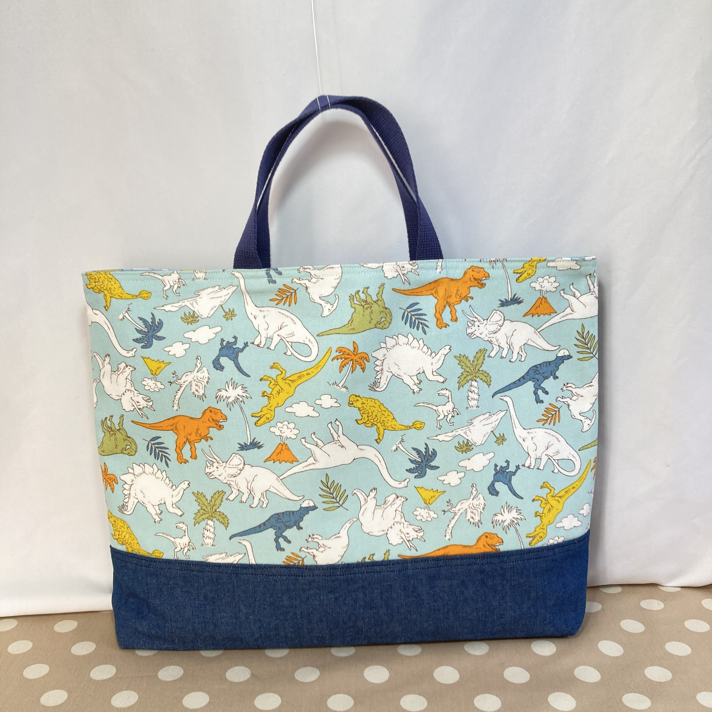 入園入学5点セット　カラフルな恐竜たちブルー