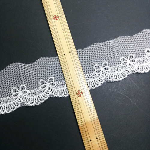 高品質❣ 5m (2枚) リボン柄 刺繍 チュールレース リボン ハンドメイド