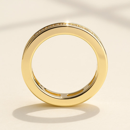 モアサナイト 2.5mm レール留め フルエタニティリング｜Dカラー VVS1