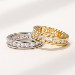 モアサナイト 2.5mm レール留め フルエタニティリング｜Dカラー VVS1 H&C 5枚目の画像