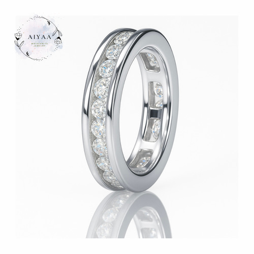 ChouChou！最高級モアサナイト　2ミリレール留めフルエタニティ モアサナイト／フルエタニティリング／1石あたり2mm／レール留め