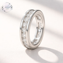 モアサナイト 2.5mm レール留め フルエタニティリング｜Dカラー VVS1 H&C 1枚目の画像