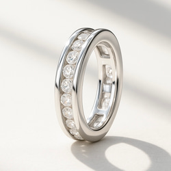 モアサナイト 2.5mm レール留め フルエタニティリング｜Dカラー VVS1 H&C 6枚目の画像