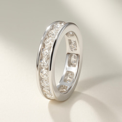 モアサナイト 2.5mm レール留め フルエタニティリング｜Dカラー VVS1 H&C 3枚目の画像